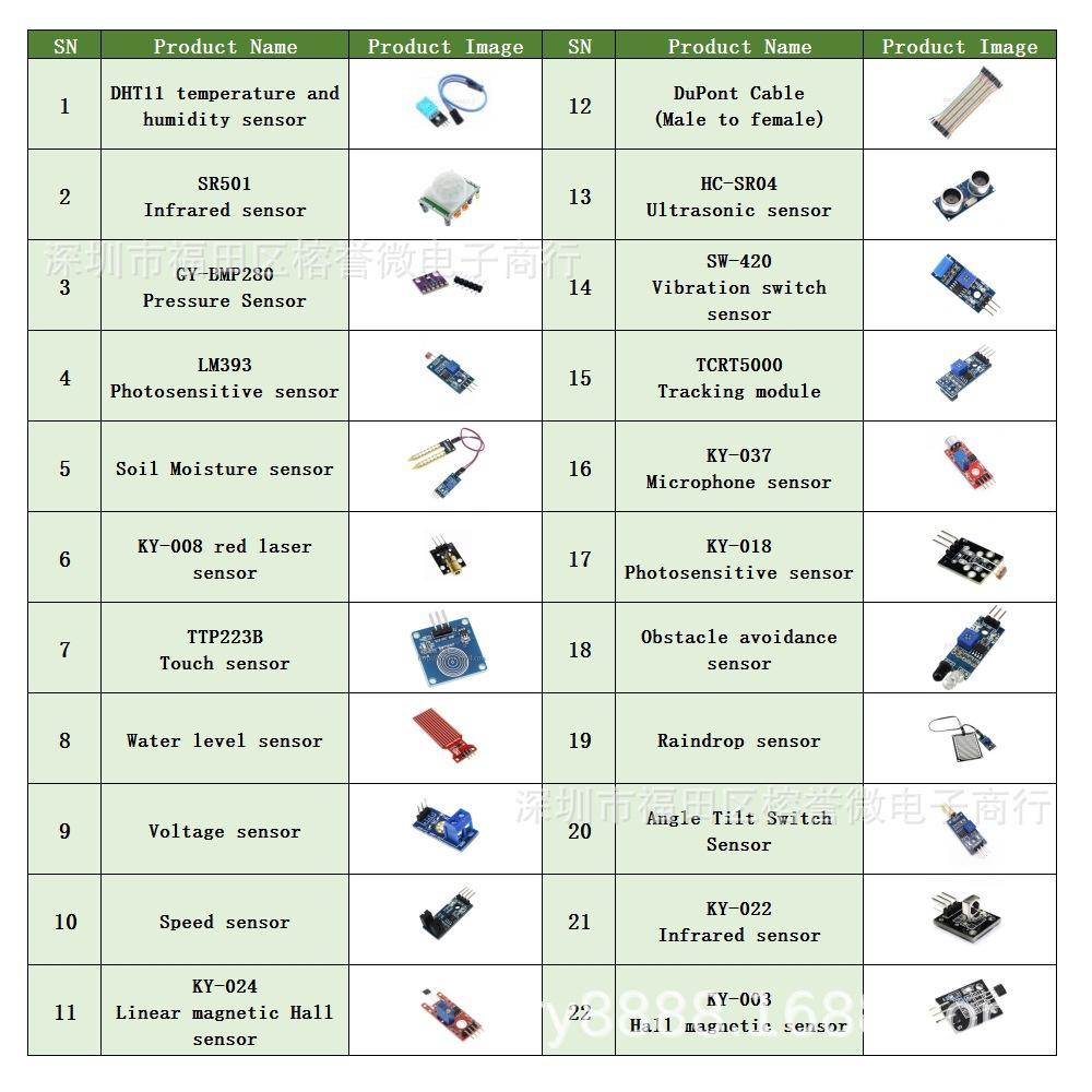 22IN1 22-in 1 sensor module kit for robot sensors 22-in 1 learning kit