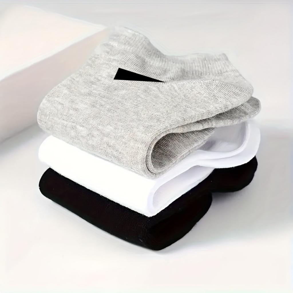 10-1 Perechi Șosete Scurte Tricolore: Set de modele simple, multifuncționale, confortabile și la modă pentru bărbați și femei, pentru purtare casual în aer liber