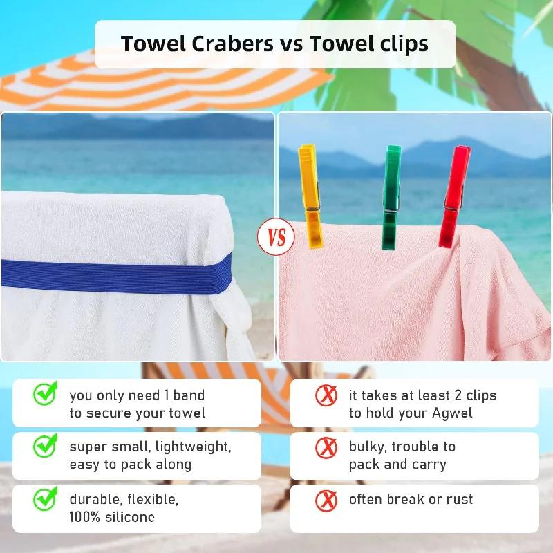 4Pcs Beach Chair Straps Stretchable Towel Band Color Rubber Fixing Clips Ship Essentials Silicone