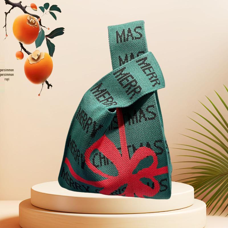 

Вязаный Рождественский и Новогодний Подарочный Мешочек - Маленький Квадратный Праздничный Мешочек для Конфет и Яблок