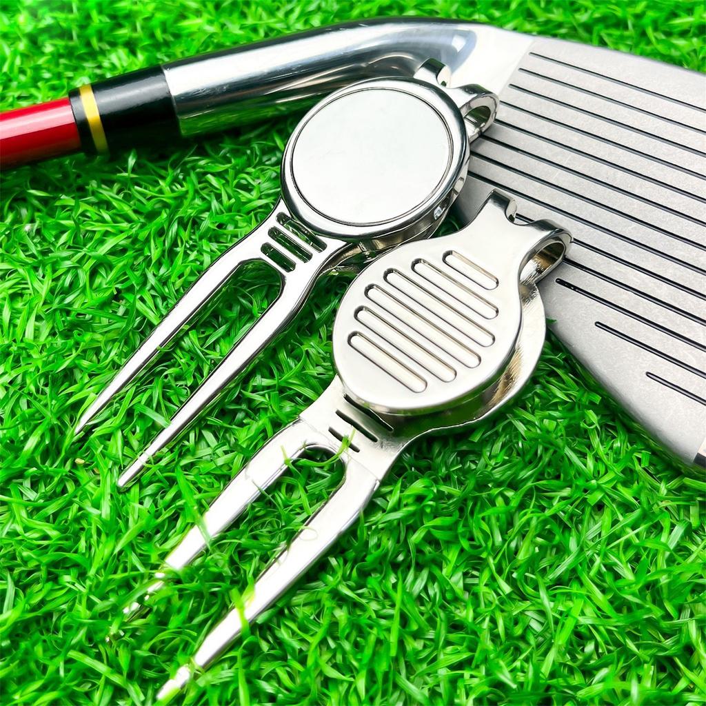 Aluminum Golf Greens Fork Divot Repair Tool Dual Prong Design for Golf Turf Maintenance Portable Golf Accessories