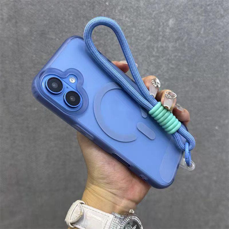 

Frosted Magnetic Anti-Lost Phone Case with Lanyard iPhone 15 Pro Max королівський синій колір