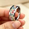 Boho Vintage Colorful Daisy Flower Inlaid Stainless Steel Rings For Women Men High Polished Bevel Edge Wedding Band Jewelry Gift