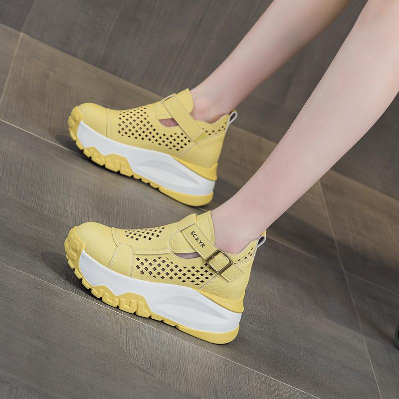 Thick-soled hollow-out breathable women's sandals 2025 summer new casual fashion one 2025 Wenzhou source factory women's shoes