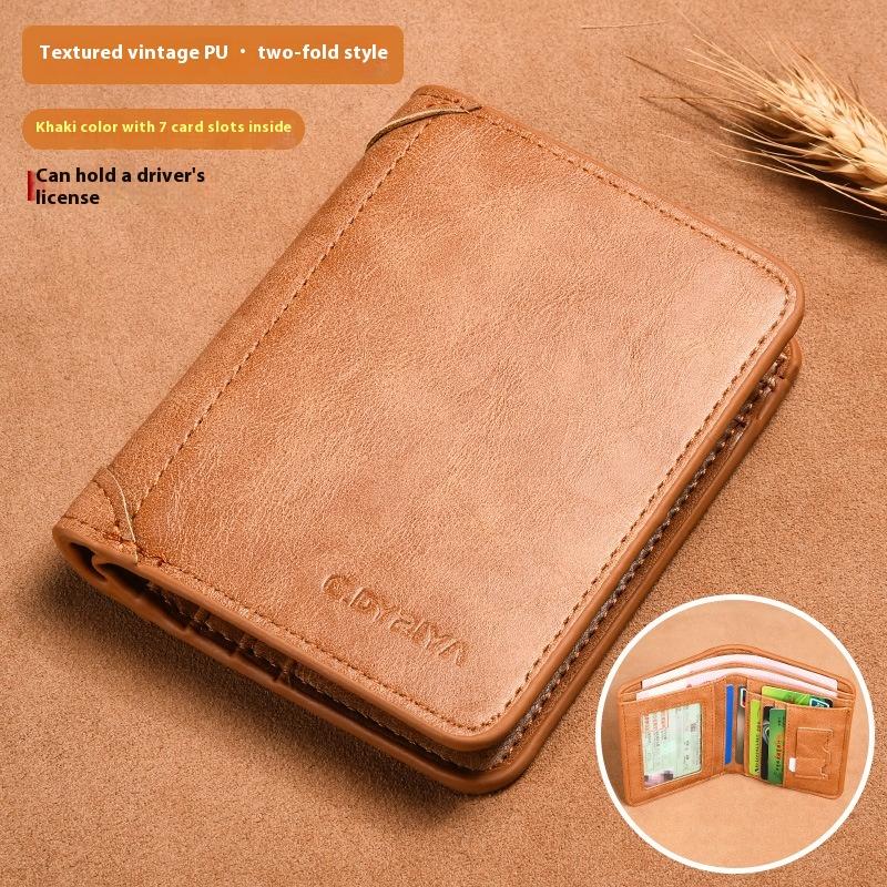 

Мужской кошелек тонкий короткий кошелек для водительского удостоверения интегрированный кардхолдер многофункциональный вертикальный кошелек тройного сложения