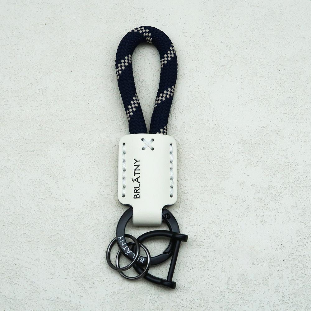 Handmade Genuine Leather Horse Keychain with Anti-Lost Lanyard and Woven Rope.