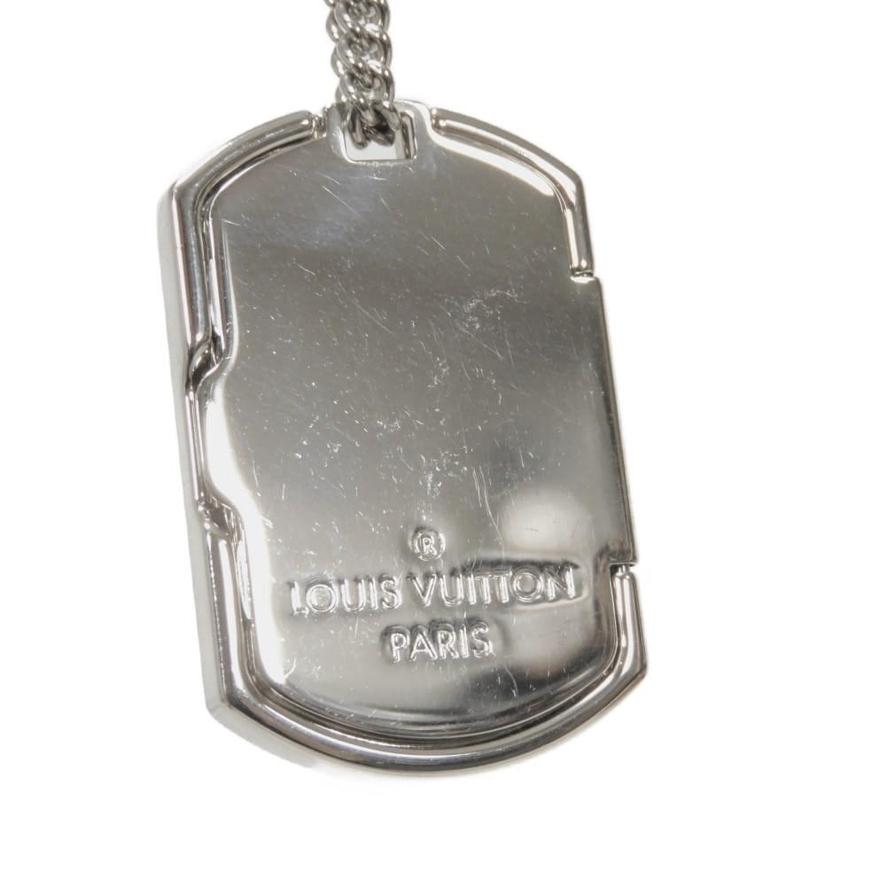 Used LV Logo Locket Pendant, Black Gray, Monogram Eclipse, 12564 Collier Plaque, M63640, 7984 Noir, Men's from Japan