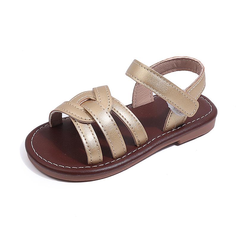 Sandali da Spiaggia Retro Stile Coreano per Ragazze con Punta Aperta - Design Romano Intrecciato con Suola Morbida per l'Estate