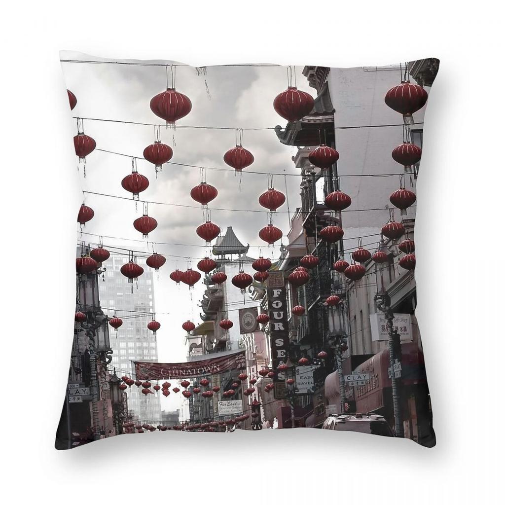San Francisco Chinatown Square Pillowcase Polyester Linen Velvet Creative Zip Decorative Pillow Case Car Cushion Cover x