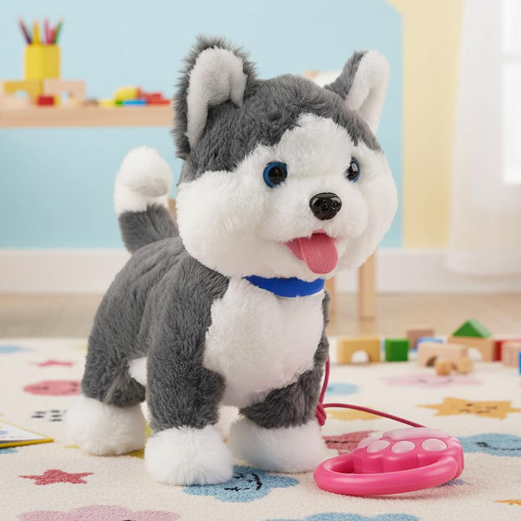 Walking Dog Repeats What You Say Realistic Licking Tongue Interactive Musical Puppy Robot Stuffed Animal Dog for Kids Toddlers