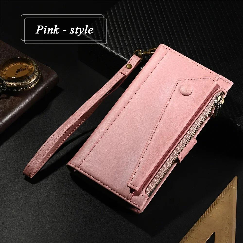 Kožené flipové pouzdro se zipem Crossbody pro Samsung Galaxy S26 S25 S24 Ultra S 23 S22 S21 S20 FE 24 Plus 25 Edge Note 20 Peněženkové pouzdro