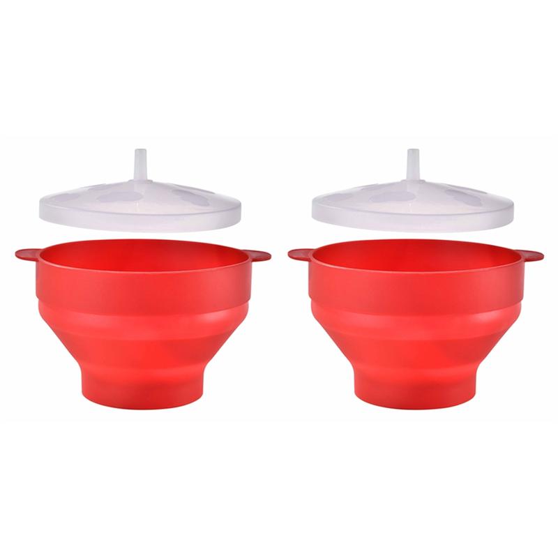 Good-Foldable Silicone Popcorn Bowl With Cover Reusable Oven-Safe Ideal For Home Entertainment Silicone Popcorn Popper