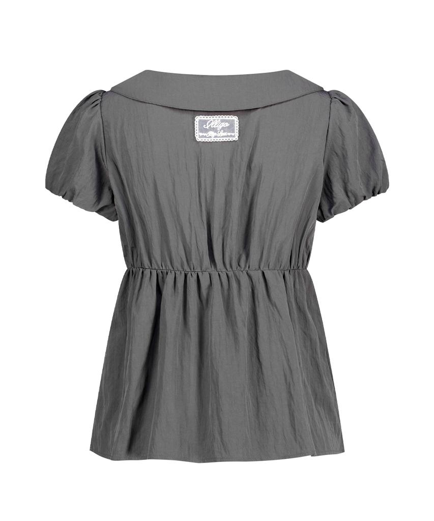 ILLIGO Forming Ribbon Puff Blouse Charcoal