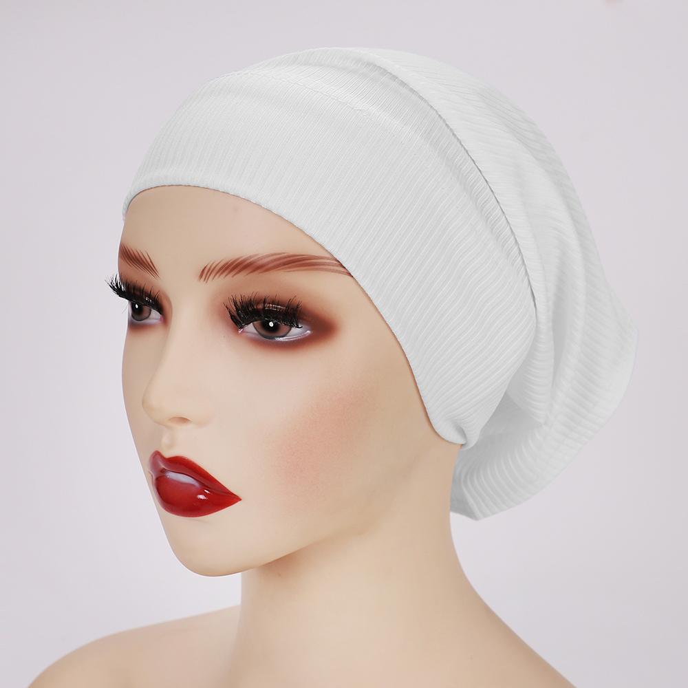 Muslim Ribbed Inner Hijab Caps Islamic Tube Underscarf Bonnet Stretch Headband Turban Musulman Femme Head Wraps