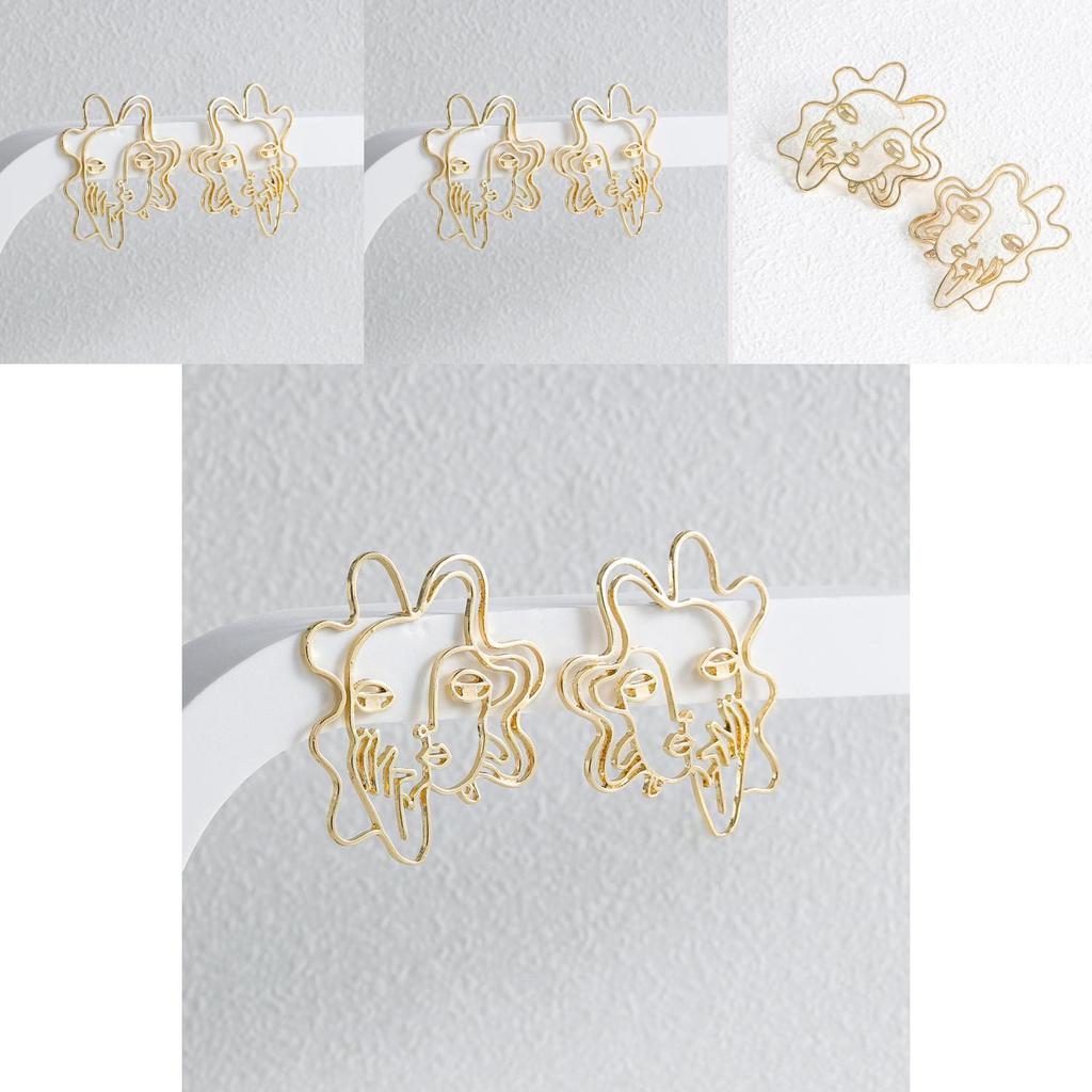 Trendy Alloy Geometric Face Outline Earrings Minimalist Fashion Street Jewelry