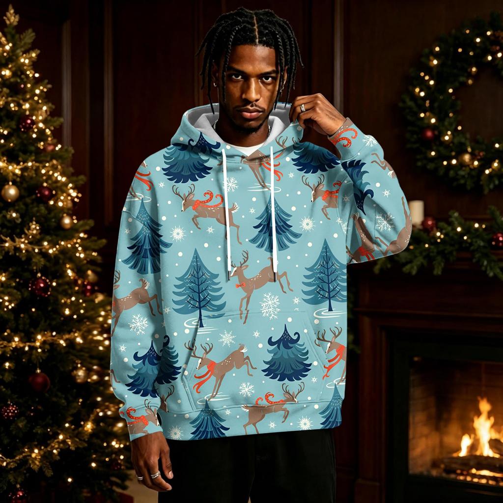 Men's Christmas Hoodie with Long Sleeve Pullover Sweatshirt