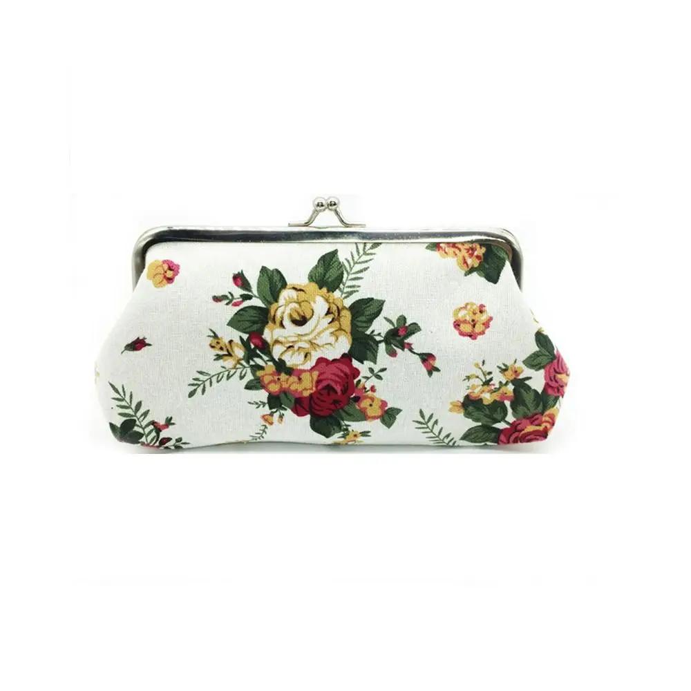 Mode Retro Lange Kus-slot Portemonnee Vintage Bloemen Creditcardhouder Portemonneetje Kleine Portemonnee Bloemen Geld Clutch Tas Dames