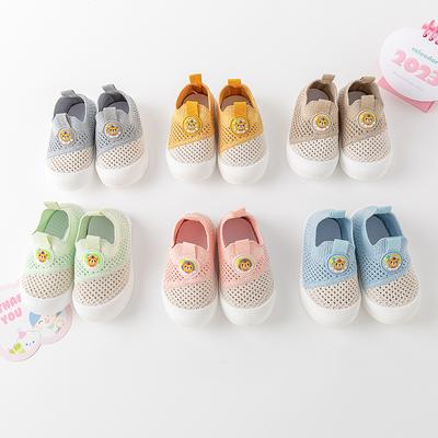 Spring Summer Mesh Breathable Baby First Shoes Lightweight Sneakers Slip-on Toddler Shoes Non-Skid Cartoon Match Color Prewalker