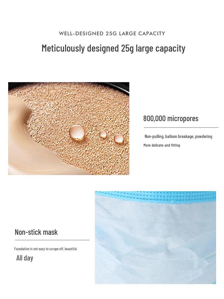 Hreese Camellia Clear Long-lasting BB Cushion: No Smudge, No Cake, Lightweight, Large Capacity Foundation.