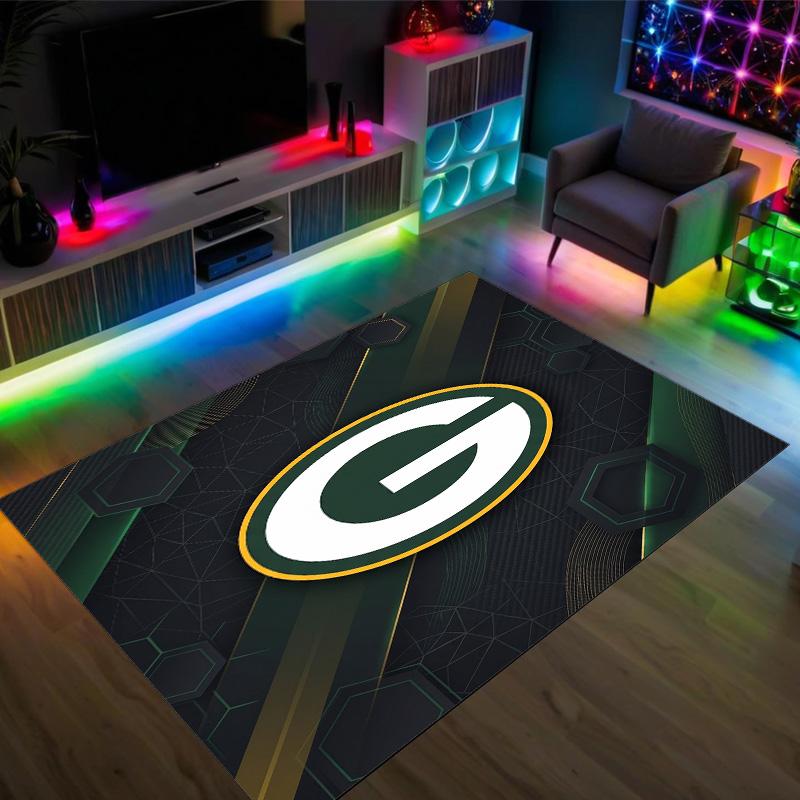 Green Bay Packers Design Crystal Velvet Carpet Cozy Non?Slip Printed Rug For Bedroom Living Room Entrance