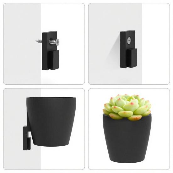 3D Printed Wall Planter, Hanging Indoor Flower Pot for Succulents, Minimalist Black Plant Holder for Home Office
