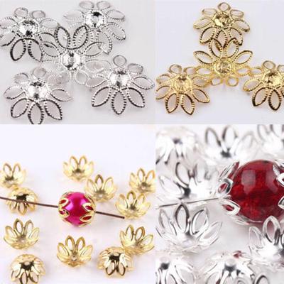 500 Stück Endkappen aus filigranen Blumenperlen aus Metall, Schmuckherstellung, DIY, 6 mm