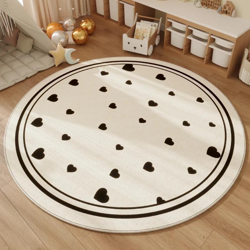 Wellenpunkt Runde Teppiche Sofa Arbeitszimmer Drehstuhl Bodenmatte für Wohnzimmer Rutschfest Waschbar Faltbar Schlafzimmer Punkt Kreis Teppiche