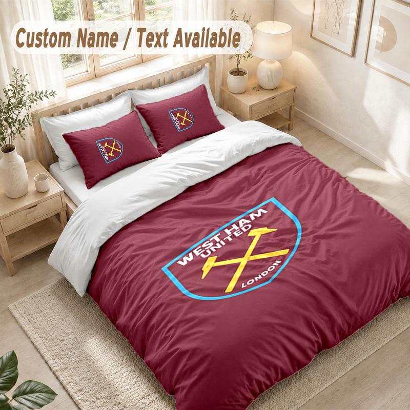 West Ham Bedding Set, 1 Duvet Cover & 2 Pillowcases Soft Comfortable Bedroom Home Textile Decor