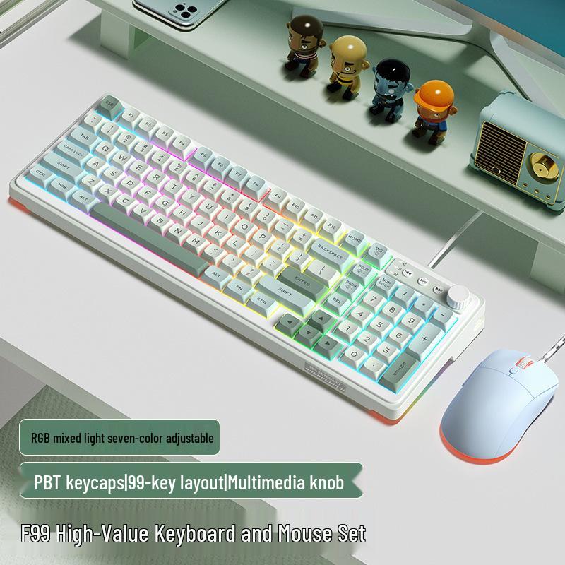 Women's Wireless Bluetooth Mechanical Keyboard & Mouse Set with Brown Switch Feel for Office and Gaming