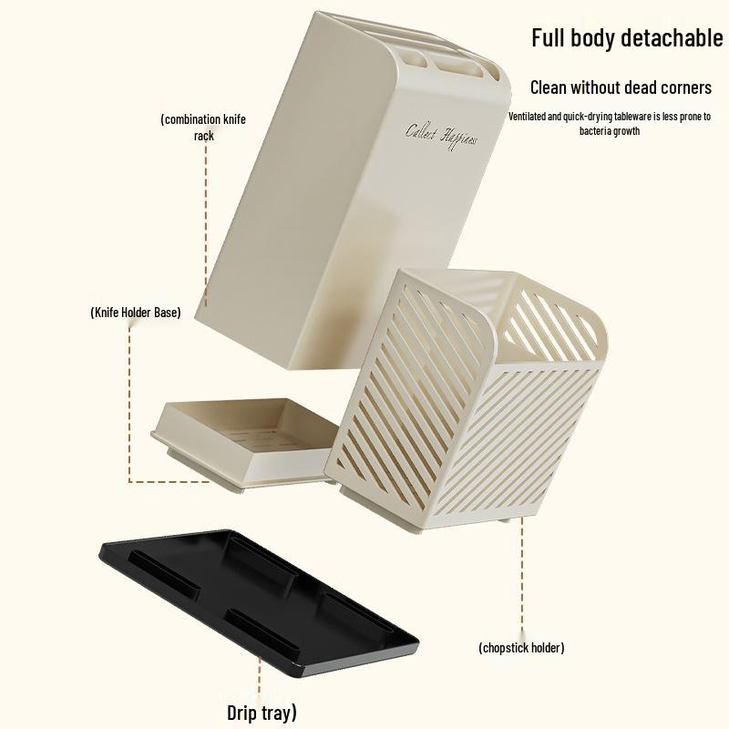 Kitchen Knife & Cutlery Storage Rack: Easy-to-Clean Organizer for Knives, Forks, Spoons, and Chopsticks