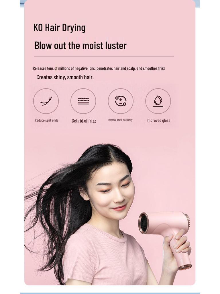 High-Power Wireless Portable Hair Dryer with Negative Ion Protection for Quick Drying