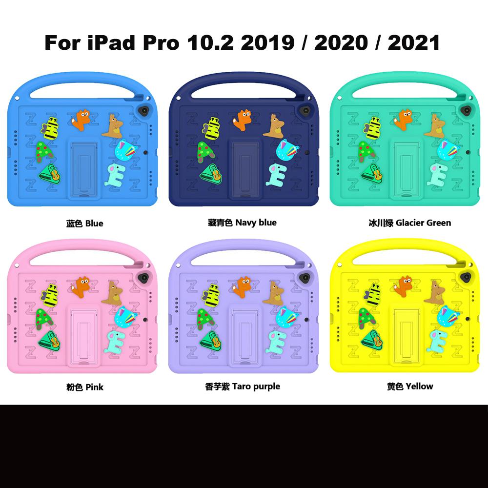 For Apple iPad 10.2 2019 2020 2021 7th 8th 9th Gen A2197 A2270 A2602 Case Kids Safe Cartoon Letter Portable EVA Shockproof Stand Tablet Cover