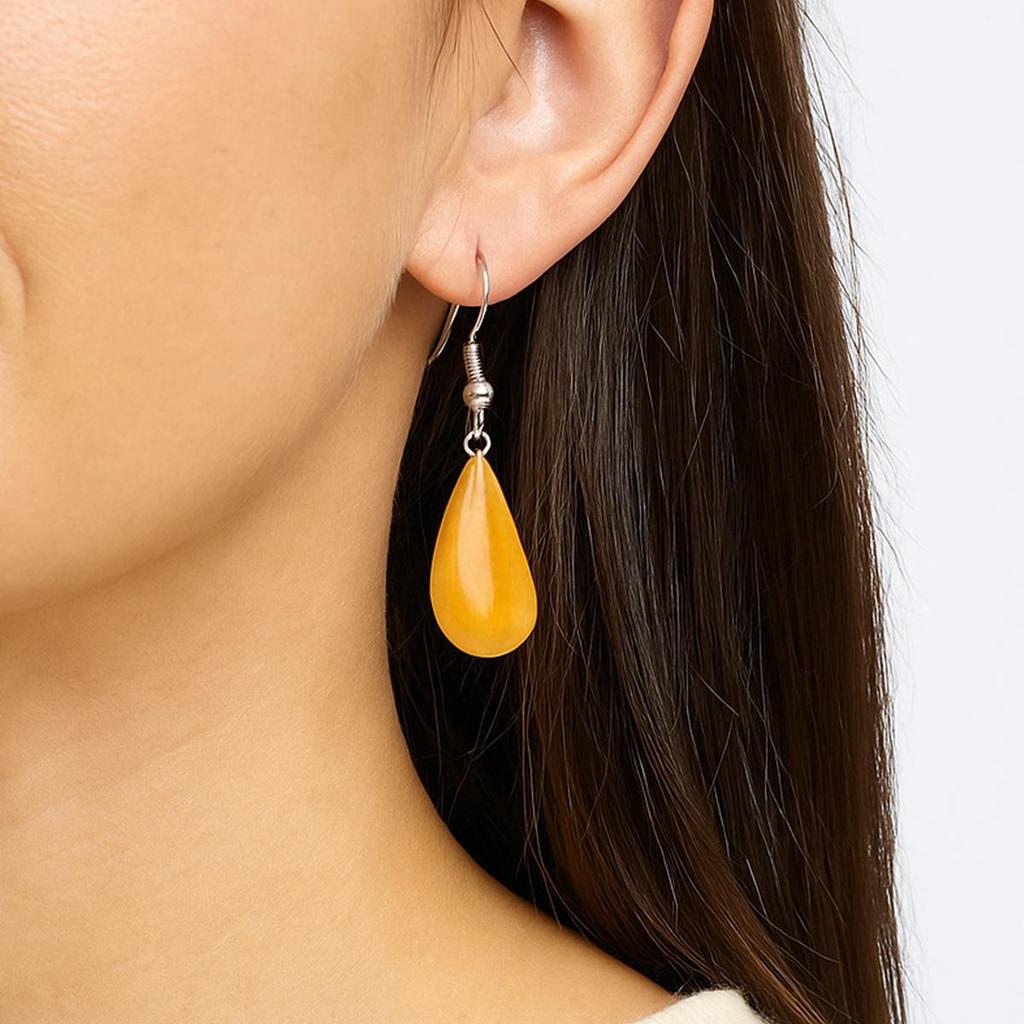 Green Aventurine & Pink Crystal Agate Water Drop Earrings for Women - Elegant Cross-Border Jewelry