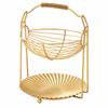 Two-Tier Fruit and Snack Basket Modern Kitchen Counter Organizer Wipe-Clean