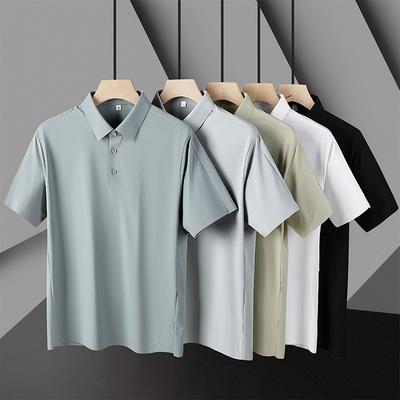 Seamless POLO Shirt T-shirt Ice-feeling Quick-drying Fabric Soft, Light-skin Breathable Lapel T-shirt Polo Shirt