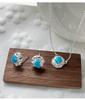 S925 Sterling Silver Turquoise Necklace & Earring Set in Designer Stackable Style