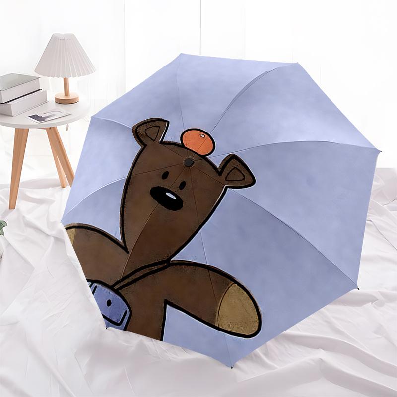 

Mr. Bean s Automatic Opening/Closing Umbrella with 3-Fold Design and Iron Frame - Perfect for Outdoor Use, Festive Gifts, Travelers, and Dai