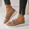 Fashion Autumn New Flat Shoes Women's Fashion Round Head Flannelette Mesh Hollow Metal Chain Soft Sole Non-slip Single Shoes