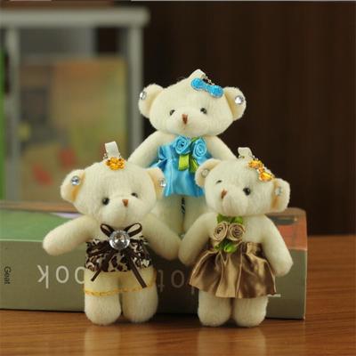 11CM Mini Small One-Piece Bear Plush Toy Wedding Dress Bear Stuffed Bouquet Accessories Doll Wedding Throw Holiday Gift Pendant