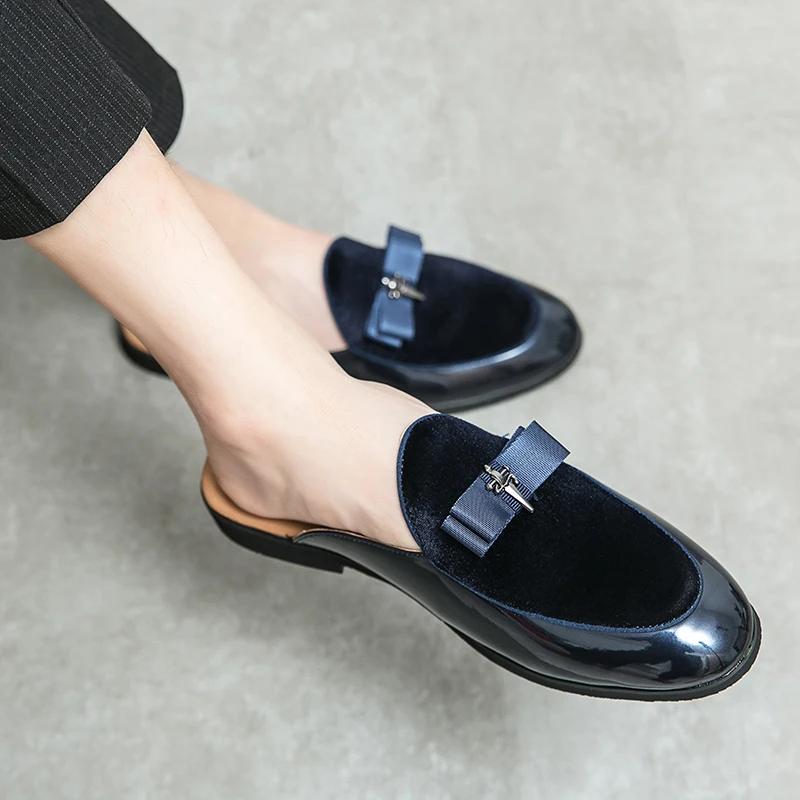 Summer Half Shoes for Men Fashion Breathable Loafers Slippers Man Outdoor Men Casual Shoes Mules Slip On Flats Leather Sandals