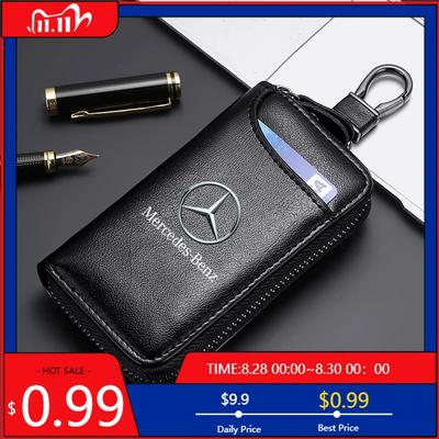 Llavero de Cuero Genuino para GLC GLB Cartera Multifunción Estuche para Llaves de Coche Bolsita para Llaves Para Benz C180 C300 W124 W176 W177 C200 C260 GLC C