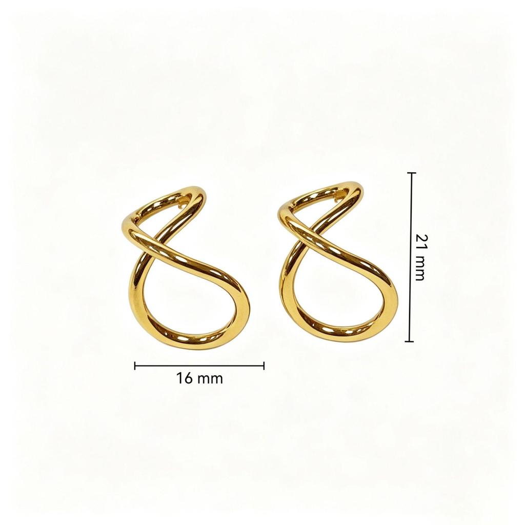 Trendy Gold Curve Figure-Eight Stainless Steel Stud Earrings