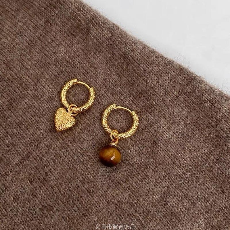 Σκουλαρίκια Καραμελέ Καστανιά Maillard Μάτι Τίγρης Οβάλ Καρφωτά – Γυναικεία Ρετρό Φθινοπωρινά/Χειμερινά Κοσμήματα 2025