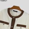 INCERUN Autumn Men Long Sleeve Casual Stitching Buttons Texture Jackets Coats