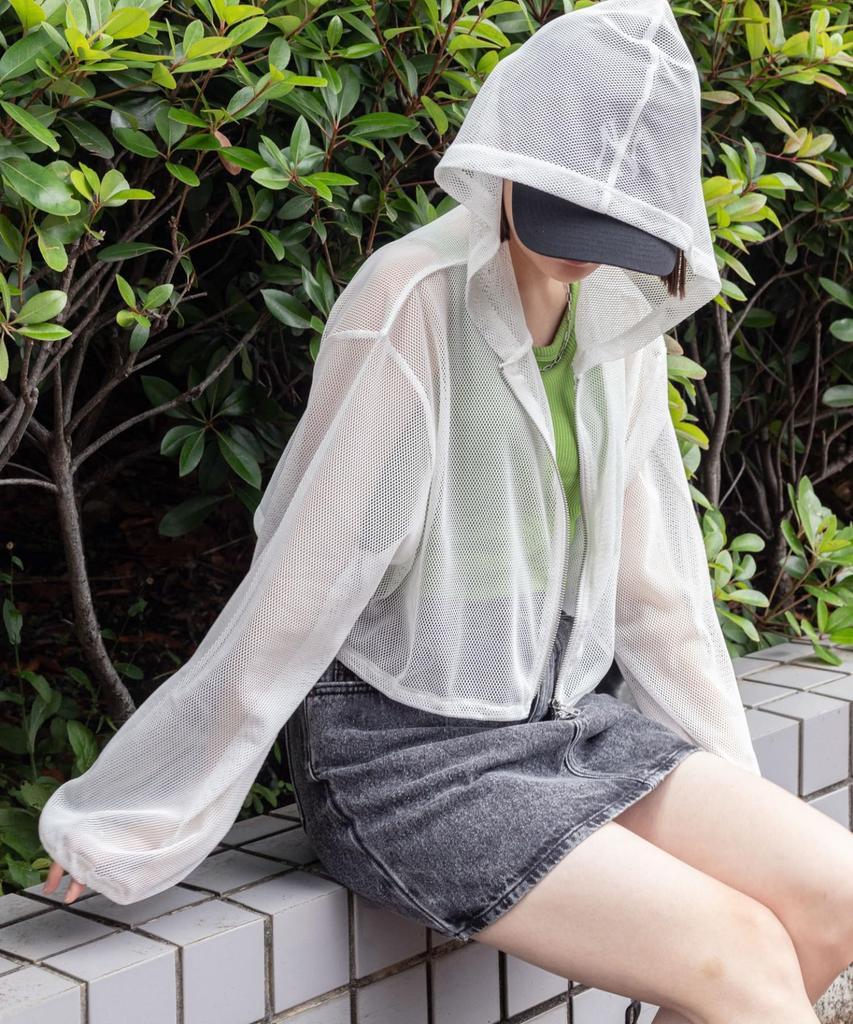 WEGO Mesh Long Sleeve Streetwear Korean Short Summer Size White Women's Double-Zip Hoodie, T-Shirt, Top, Casual, Length, Gift, Clothes, Spring,