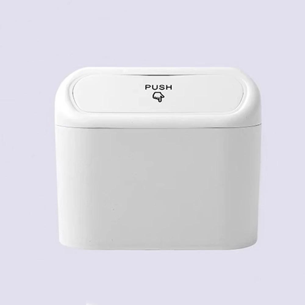 Push Lid Hanging Car Trash Can Square Portable Vehicle Waste Bin Storage Organizer Black White Pink Car Interior Garbage Holder