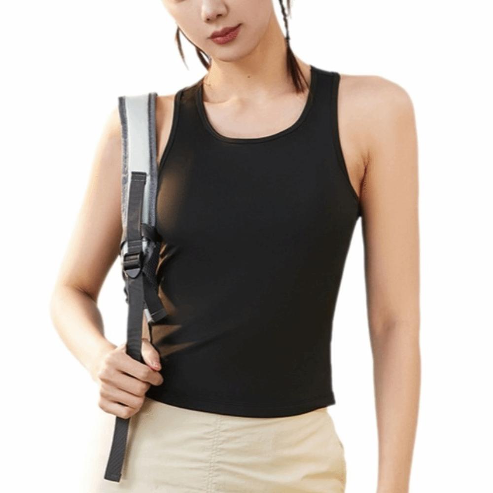 Anti-Light Yoga Vest Round Neck Design Tight Body Vest Flexible Fitness Tank Top  Yoga Practice