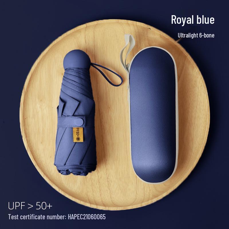 Compact Dual-Use Sun and Rain Umbrella with Black Glue Sunshade - Stylish Ladies' 5-Fold Capsule Design