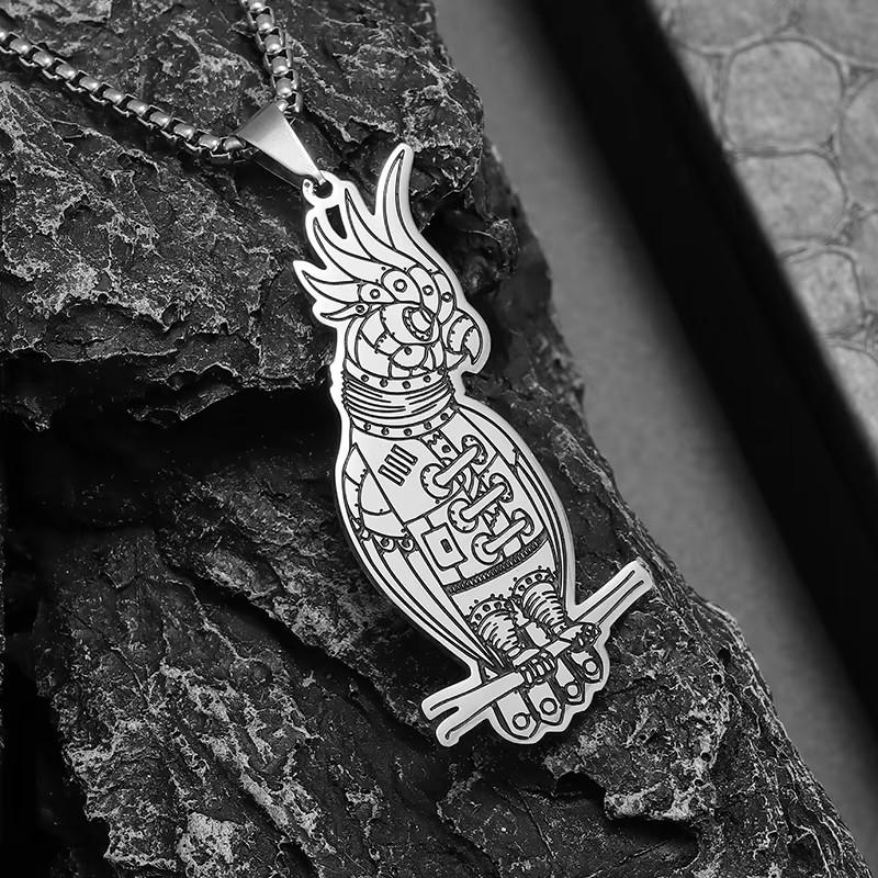 

Ожерелье из нержавеющей стали Мужская европейская и американская цепочка для свитера Осенне-зимний свитер Попугай Хип-хоп Нейтральный стиль Кулон