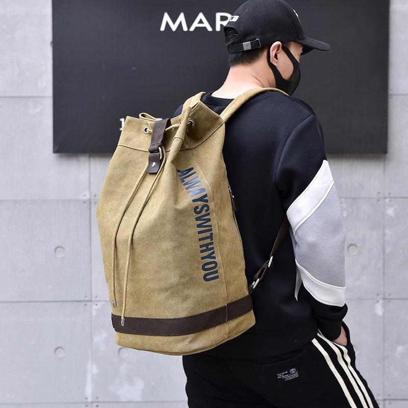Zaino sportivo in tela di moda Borsa a secchiello rotonda Zaino per computer da viaggio Borsa da uomo Borsa per il tempo libero